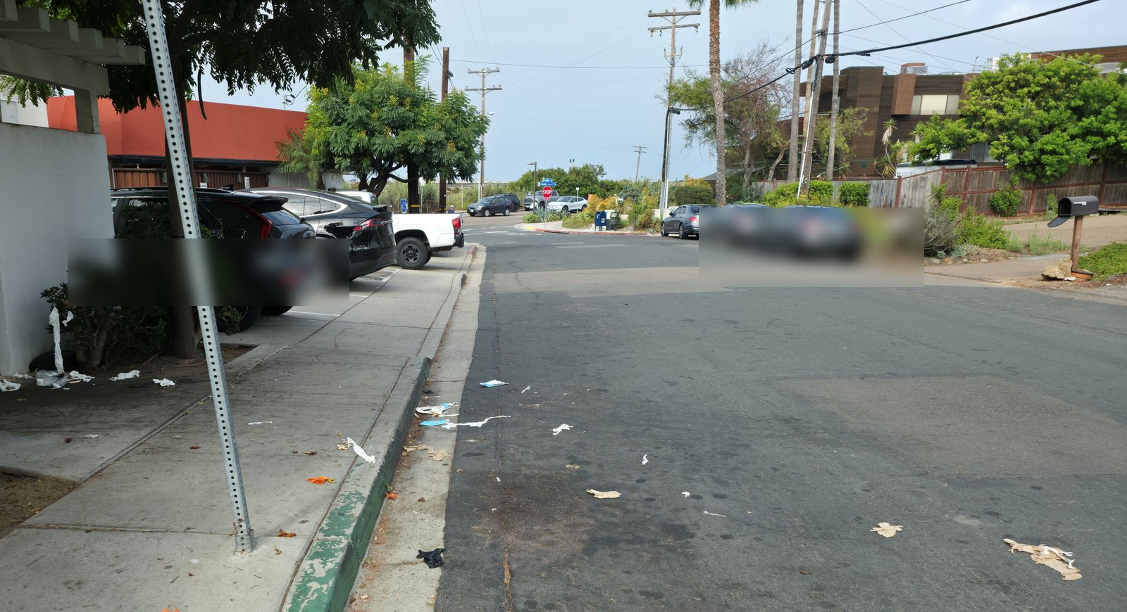 Litter trails down our street and gutter from the complex.